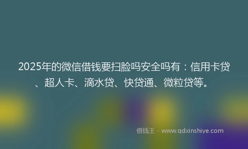 2025年的微信借钱要扫脸吗安全吗有：信用卡贷、超人卡、滴水贷、快贷通、微粒贷等。