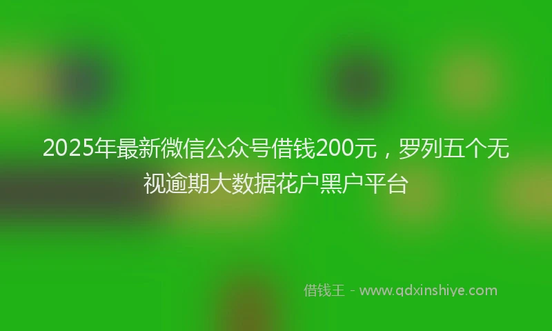 2025年最新微信公众号借钱200元，罗列五个无视逾期大数据花户黑户平台
