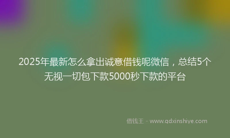 2025年最新怎么拿出诚意借钱呢微信，总结5个无视一切包下款5000秒下款的平台