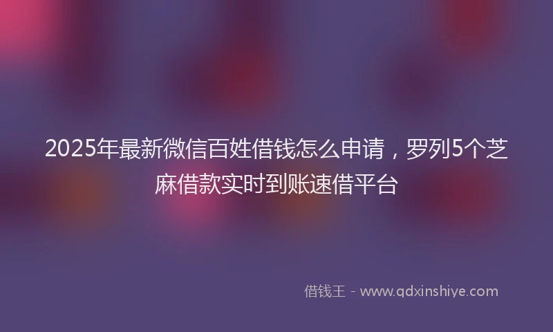 2025年最新微信百姓借钱怎么申请，罗列5个芝麻借款实时到账速借平台