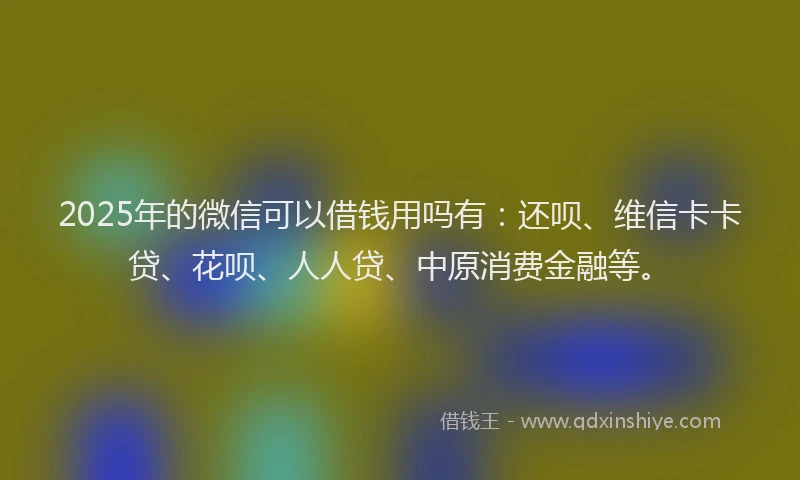 2025年的微信可以借钱用吗有：还呗、维信卡卡贷、花呗、人人贷、中原消费金融等。
