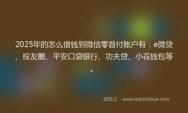 2025年的怎么借钱到微信零首付账户有：e微贷、投友圈、平安口袋银行、功夫贷、小花钱包等。