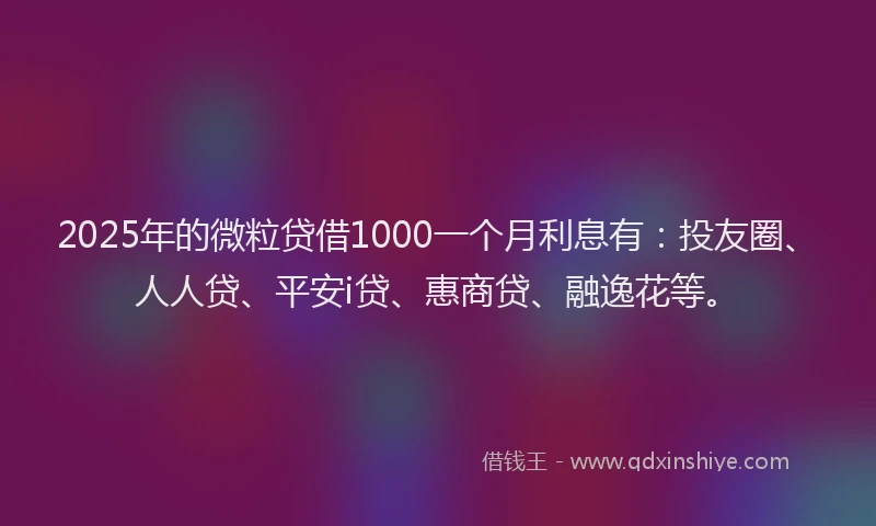 2025年的微粒贷借1000一个月利息有：投友圈、人人贷、平安i贷、惠商贷、融逸花等。