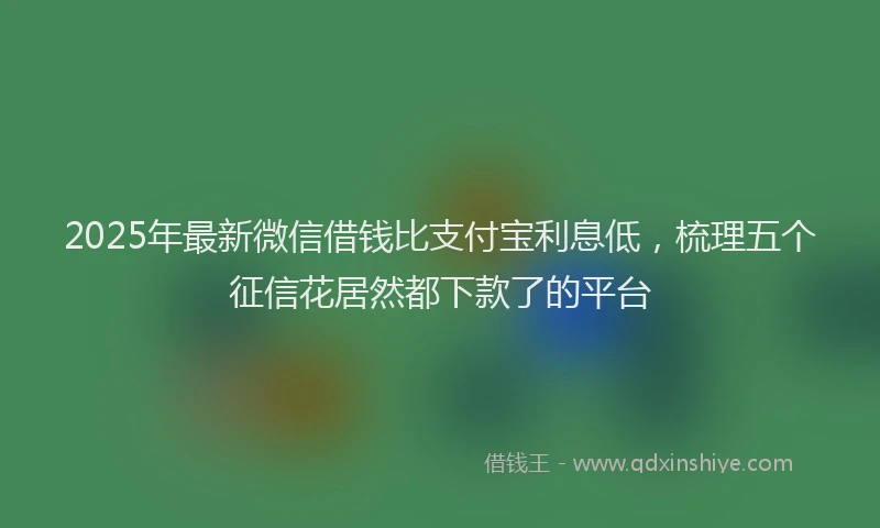 2025年最新微信借钱比支付宝利息低，梳理五个征信花居然都下款了的平台