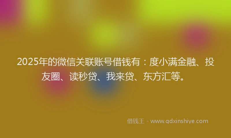 2025年的微信关联账号借钱有：度小满金融、投友圈、读秒贷、我来贷、东方汇等。