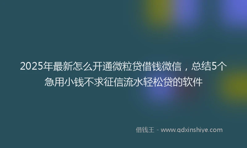 2025年最新怎么开通微粒贷借钱微信，总结5个急用小钱不求征信流水轻松贷的软件