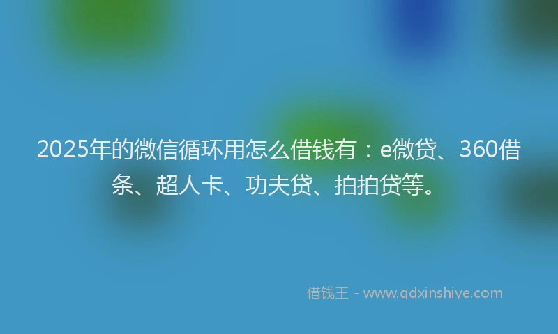 2025年的微信循环用怎么借钱有：e微贷、360借条、超人卡、功夫贷、拍拍贷等。