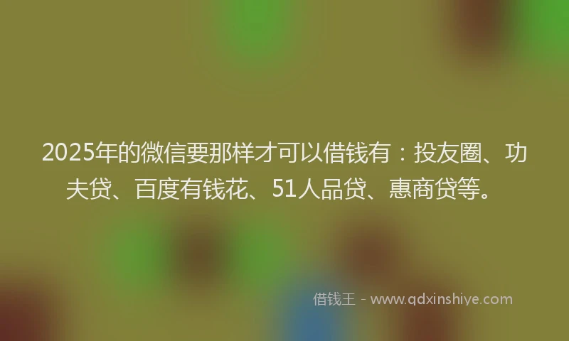 2025年的微信要那样才可以借钱有：投友圈、功夫贷、百度有钱花、51人品贷、惠商贷等。