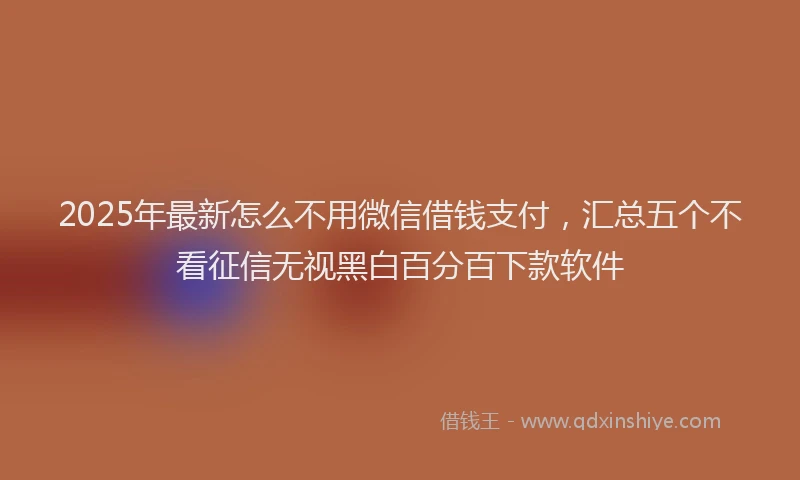 2025年最新怎么不用微信借钱支付，汇总五个不看征信无视黑白百分百下款软件