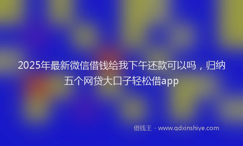 2025年最新微信借钱给我下午还款可以吗，归纳五个网贷大口子轻松借app