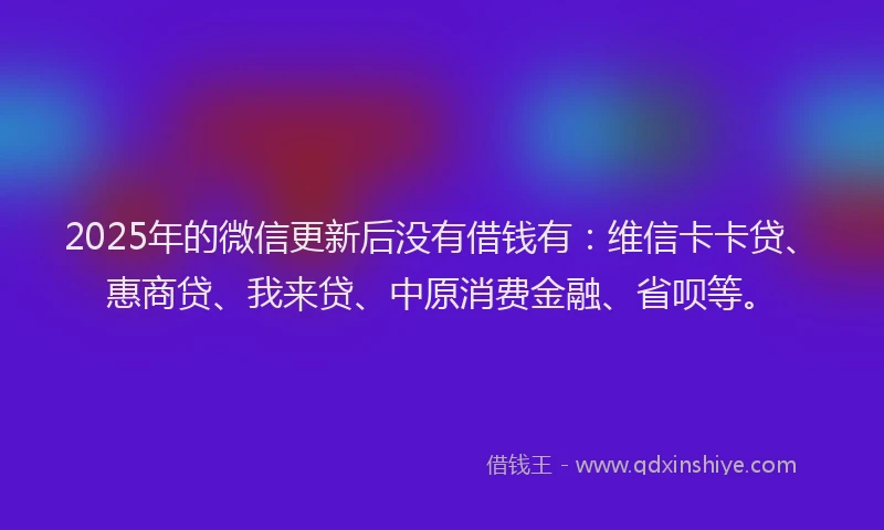 2025年的微信更新后没有借钱有：维信卡卡贷、惠商贷、我来贷、中原消费金融、省呗等。