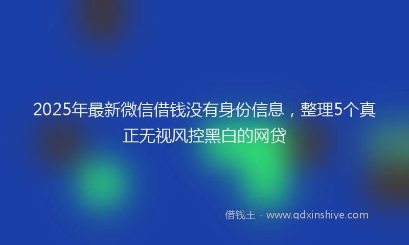 2025年最新微信借钱没有身份信息，整理5个真正无视风控黑白的网贷