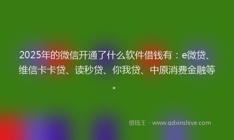 2025年的微信开通了什么软件借钱有：e微贷、维信卡卡贷、读秒贷、你我贷、中原消费金融等。