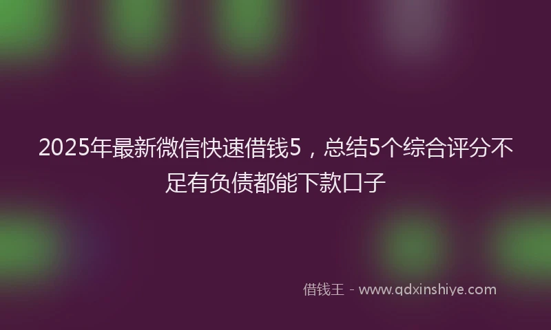 2025年最新微信快速借钱5，总结5个综合评分不足有负债都能下款口子