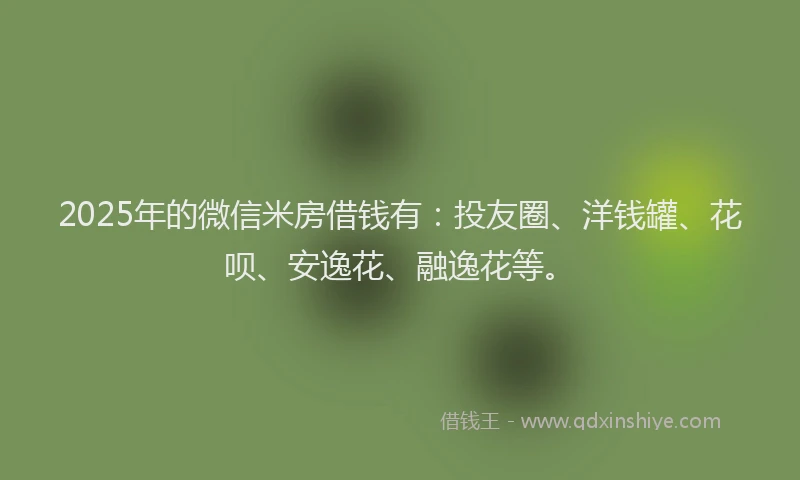 2025年的微信米房借钱有：投友圈、洋钱罐、花呗、安逸花、融逸花等。