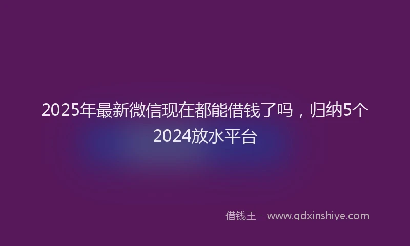 2025年最新微信现在都能借钱了吗，归纳5个2024放水平台