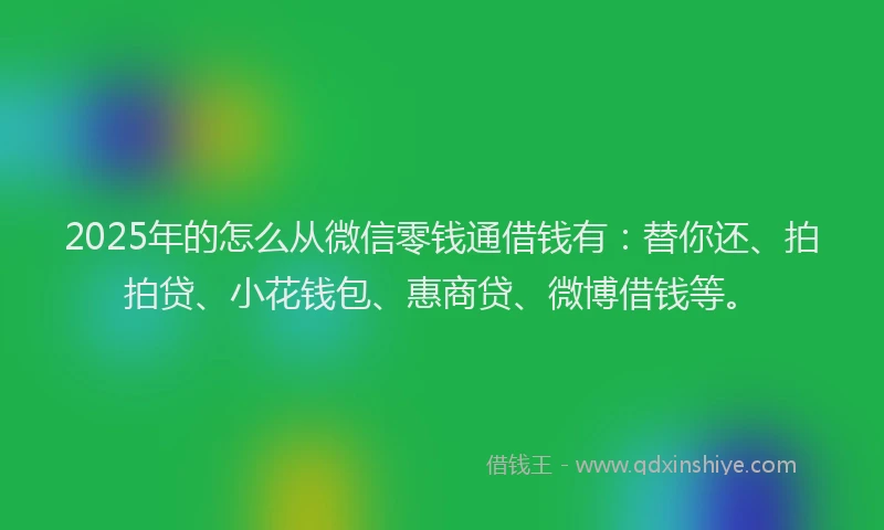 2025年的怎么从微信零钱通借钱有：替你还、拍拍贷、小花钱包、惠商贷、微博借钱等。