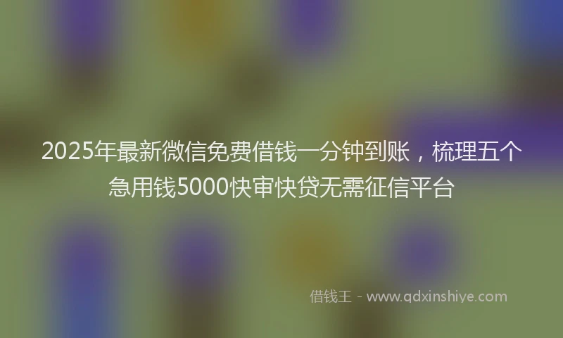2025年最新微信免费借钱一分钟到账，梳理五个急用钱5000快审快贷无需征信平台
