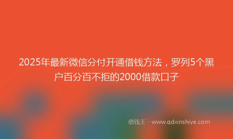 2025年最新微信分付开通借钱方法，罗列5个黑户百分百不拒的2000借款口子