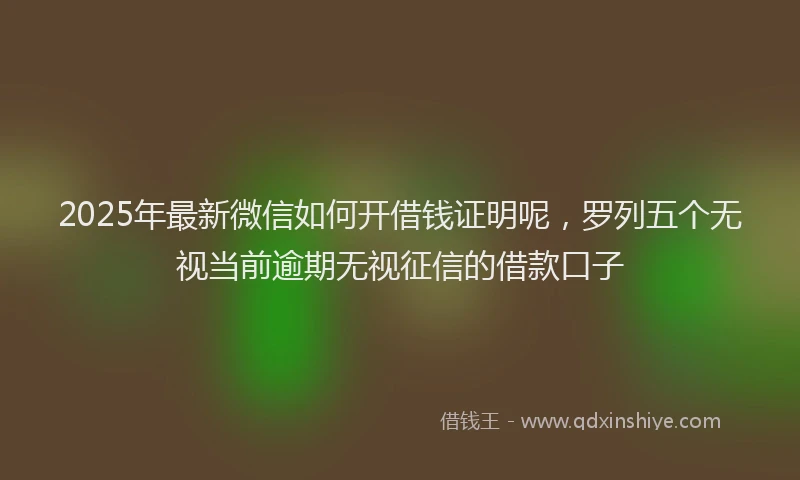 2025年最新微信如何开借钱证明呢，罗列五个无视当前逾期无视征信的借款口子