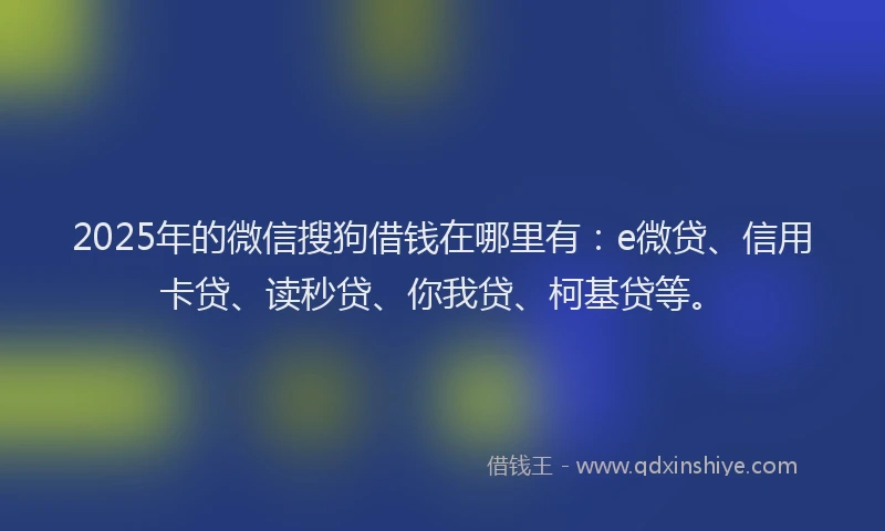 2025年的微信搜狗借钱在哪里有：e微贷、信用卡贷、读秒贷、你我贷、柯基贷等。