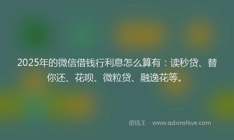 2025年的微信借钱行利息怎么算有：读秒贷、替你还、花呗、微粒贷、融逸花等。