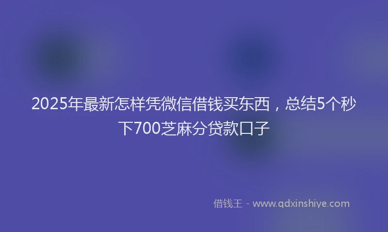 2025年最新怎样凭微信借钱买东西，总结5个秒下700芝麻分贷款口子