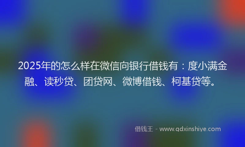 2025年的怎么样在微信向银行借钱有：度小满金融、读秒贷、团贷网、微博借钱、柯基贷等。