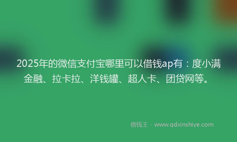 2025年的微信支付宝哪里可以借钱ap有：度小满金融、拉卡拉、洋钱罐、超人卡、团贷网等。
