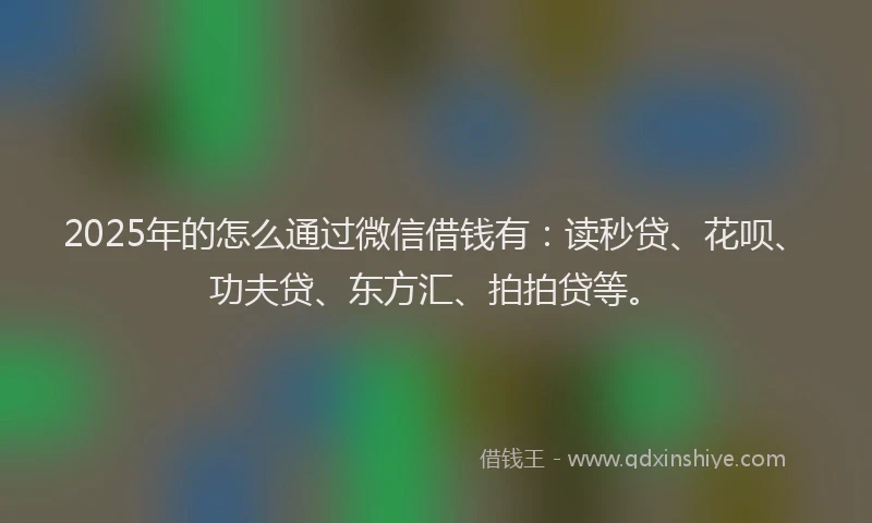 2025年的怎么通过微信借钱有：读秒贷、花呗、功夫贷、东方汇、拍拍贷等。
