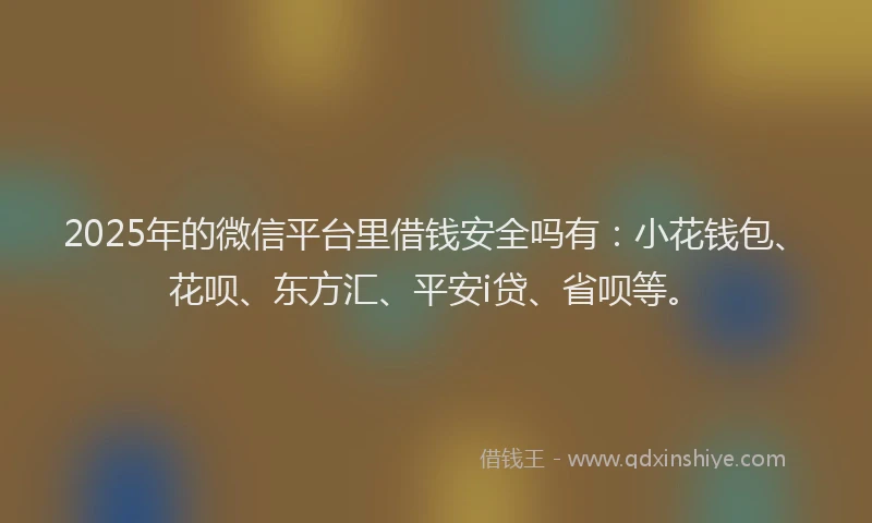 2025年的微信平台里借钱安全吗有：小花钱包、花呗、东方汇、平安i贷、省呗等。
