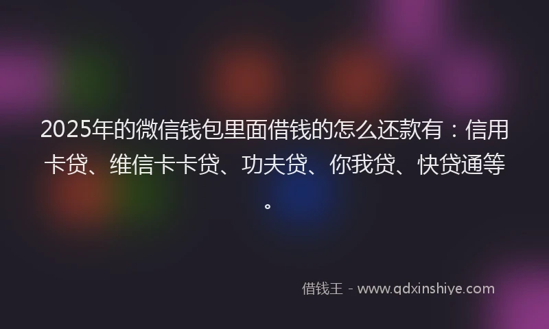2025年的微信钱包里面借钱的怎么还款有：信用卡贷、维信卡卡贷、功夫贷、你我贷、快贷通等。