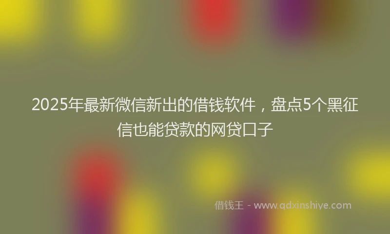 2025年最新微信新出的借钱软件，盘点5个黑征信也能贷款的网贷口子