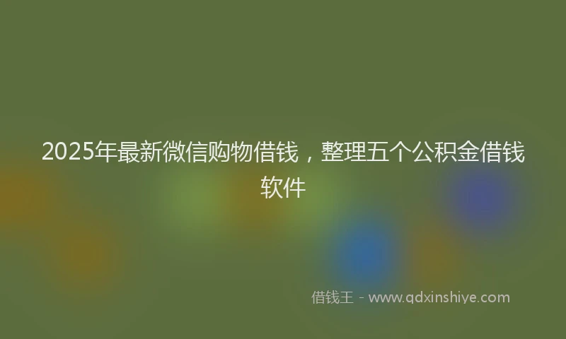 2025年最新微信购物借钱，整理五个公积金借钱软件