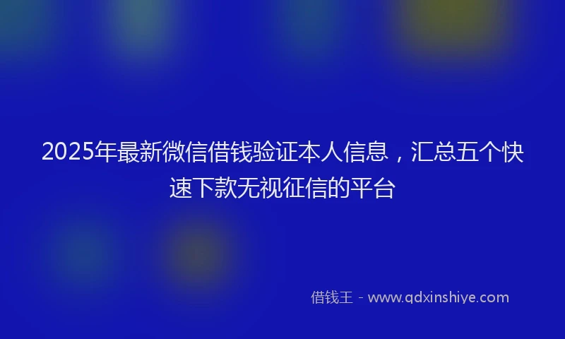 2025年最新微信借钱验证本人信息，汇总五个快速下款无视征信的平台