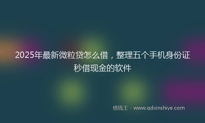 2025年最新微粒贷怎么借，整理五个手机身份证秒借现金的软件