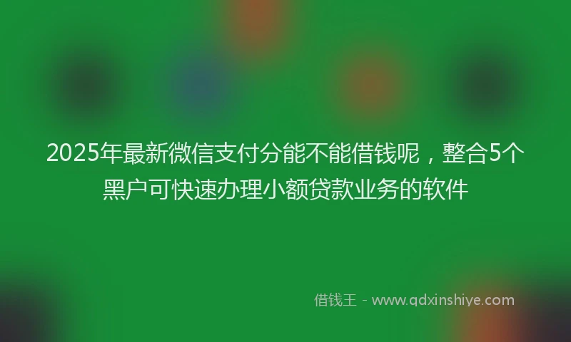 2025年最新微信支付分能不能借钱呢，整合5个黑户可快速办理小额贷款业务的软件