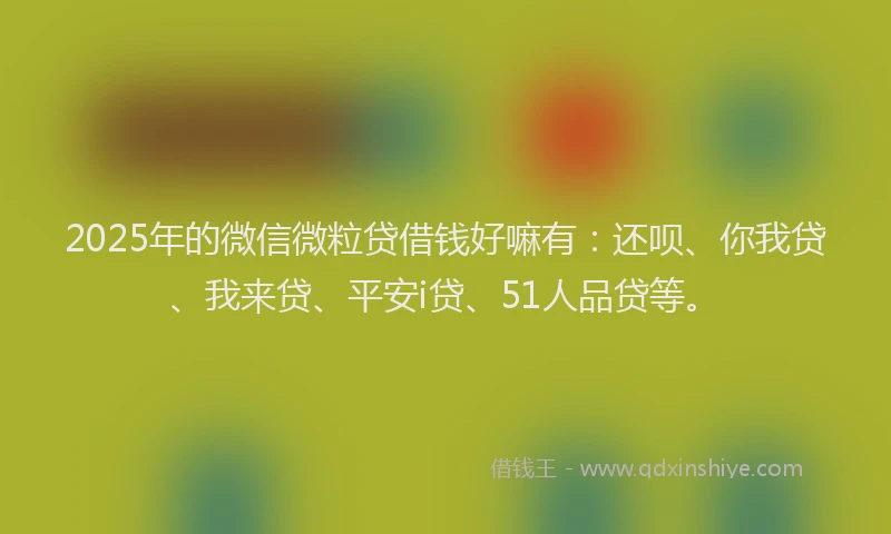2025年的微信微粒贷借钱好嘛有：还呗、你我贷、我来贷、平安i贷、51人品贷等。