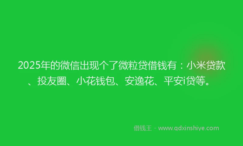 2025年的微信出现个了微粒贷借钱有：小米贷款、投友圈、小花钱包、安逸花、平安i贷等。