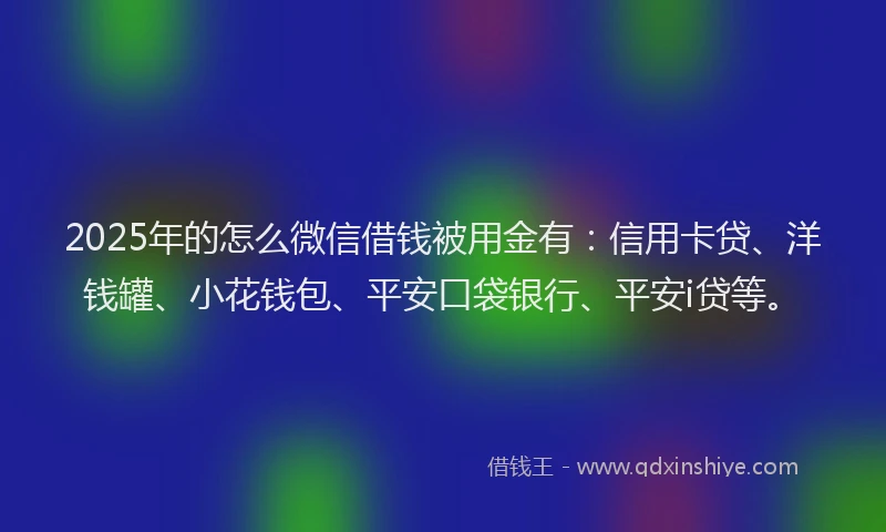 2025年的怎么微信借钱被用金有：信用卡贷、洋钱罐、小花钱包、平安口袋银行、平安i贷等。