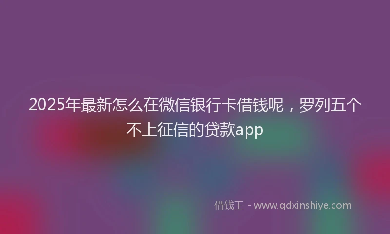 2025年最新怎么在微信银行卡借钱呢，罗列五个不上征信的贷款app