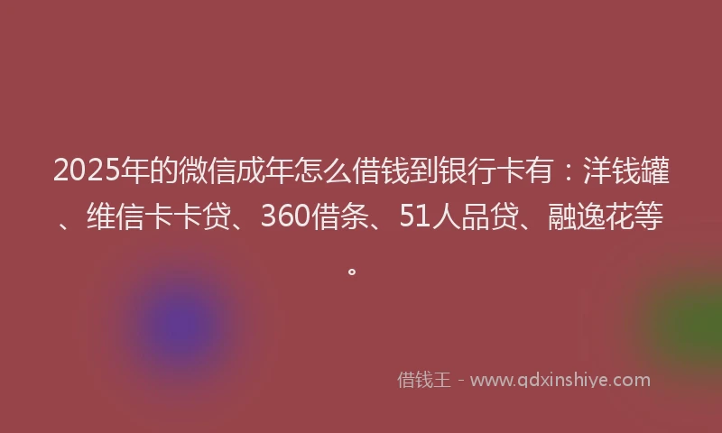 2025年的微信成年怎么借钱到银行卡有：洋钱罐、维信卡卡贷、360借条、51人品贷、融逸花等。