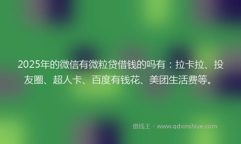 2025年的微信有微粒贷借钱的吗有：拉卡拉、投友圈、超人卡、百度有钱花、美团生活费等。