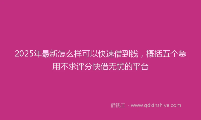 2025年最新怎么样可以快速借到钱，概括五个急用不求评分快借无忧的平台