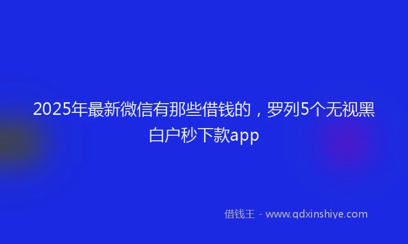 2025年最新微信有那些借钱的，罗列5个无视黑白户秒下款app