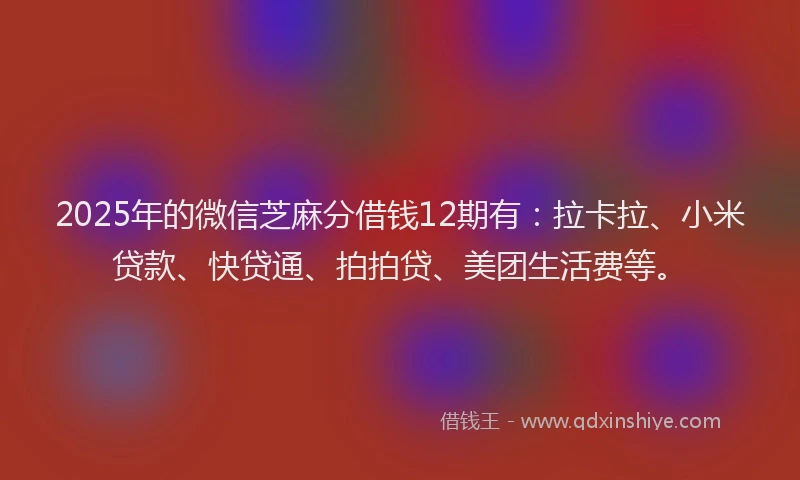 2025年的微信芝麻分借钱12期有：拉卡拉、小米贷款、快贷通、拍拍贷、美团生活费等。