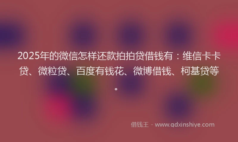 2025年的微信怎样还款拍拍贷借钱有：维信卡卡贷、微粒贷、百度有钱花、微博借钱、柯基贷等。