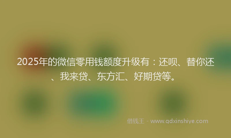2025年的微信零用钱额度升级有：还呗、替你还、我来贷、东方汇、好期贷等。