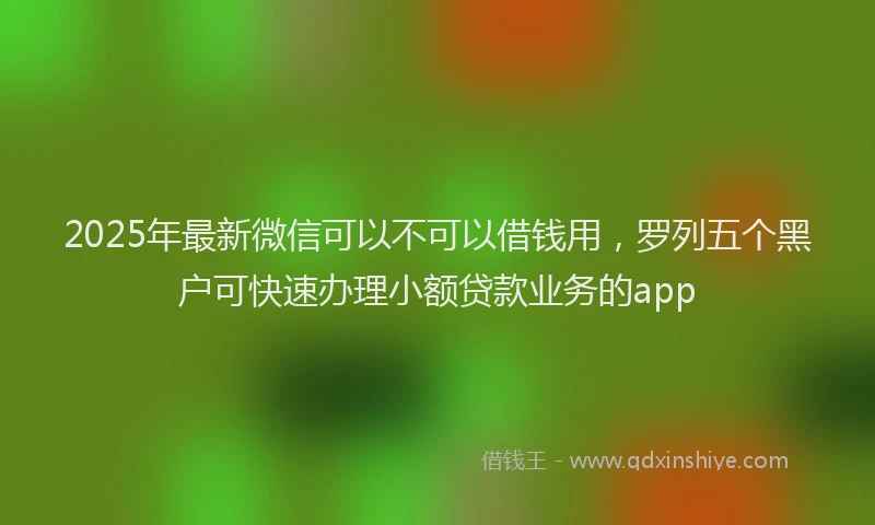2025年最新微信可以不可以借钱用，罗列五个黑户可快速办理小额贷款业务的app