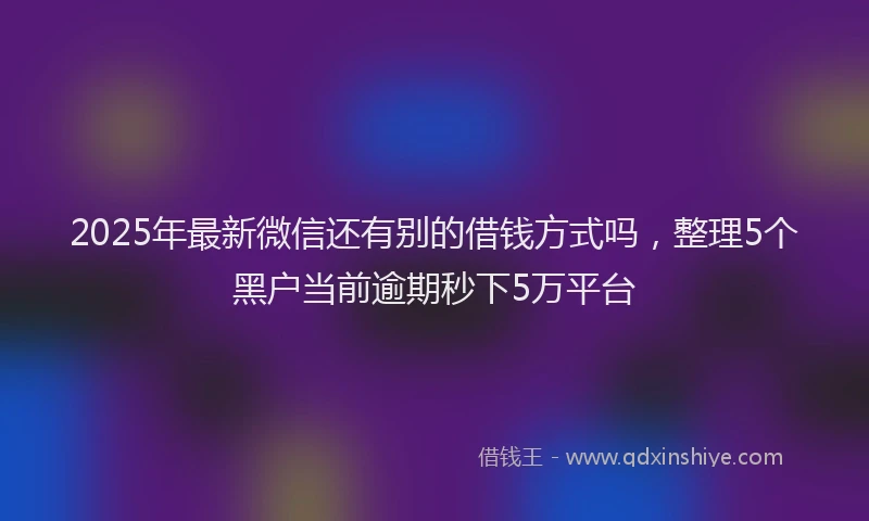 2025年最新微信还有别的借钱方式吗，整理5个黑户当前逾期秒下5万平台